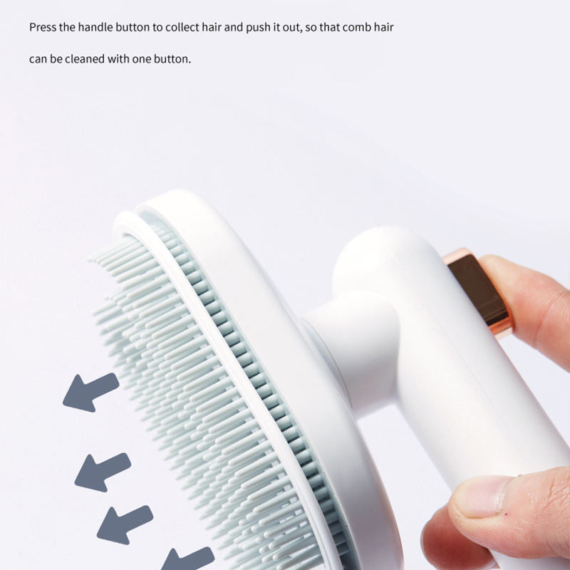 Pet Grooming Brush – Self-Cleaning Deshedding Comb for Cats & Dogs